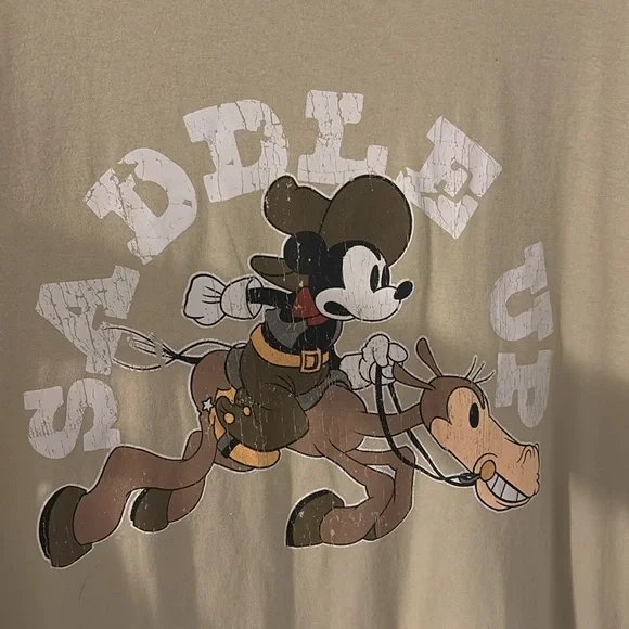 Walt Disney Cowboy Mickey Mouse Saddle Up 3XL tan t shirt nwt - Picture 2 of 4